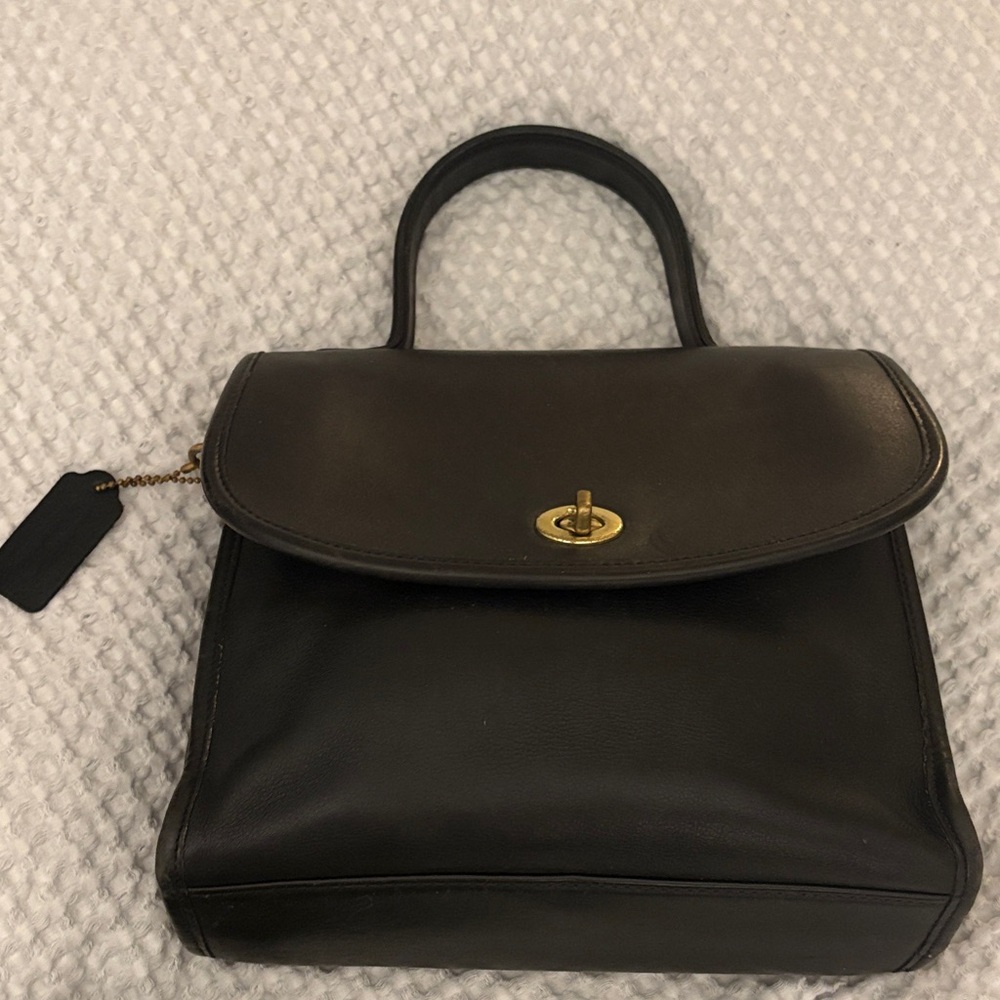 Vintage Coach Leather Top-Handle Satchel - Black